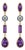 Amethyst & Pearl Drop Earrings Studs, Silver, Gold, Pair For Sale