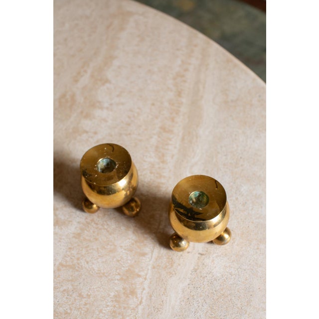 Metal 1920s Pair of Gusums Bruk Spherical Candle Stick Holders For Sale - Image 7 of 7