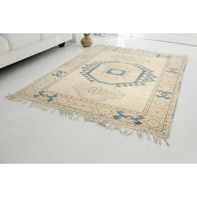 Textile Geometric Wool Tribal Vintage Carpet For Sale - Image 7 of 10