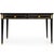 A Fine Black Louis XVI Style Leather Writing Table Desk Bureau Plat Ca. 1950 For Sale - Image 4 of 18