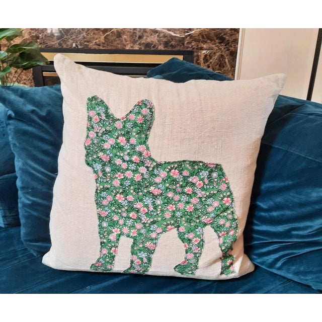 French Chintz Bulldog Puppy Dog Pillow XL For Sale - Image 9 of 10