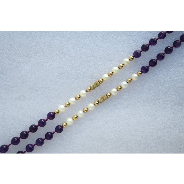 Pearl Amethyst Gold Bead Necklace or Choker For Sale - Image 10 of 12