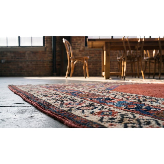 1900s Orange Medallion Antique Caucasian Rug 3'5" X 4'0" Handknotted Wool Carpet For Sale In New York - Image 6 of 7