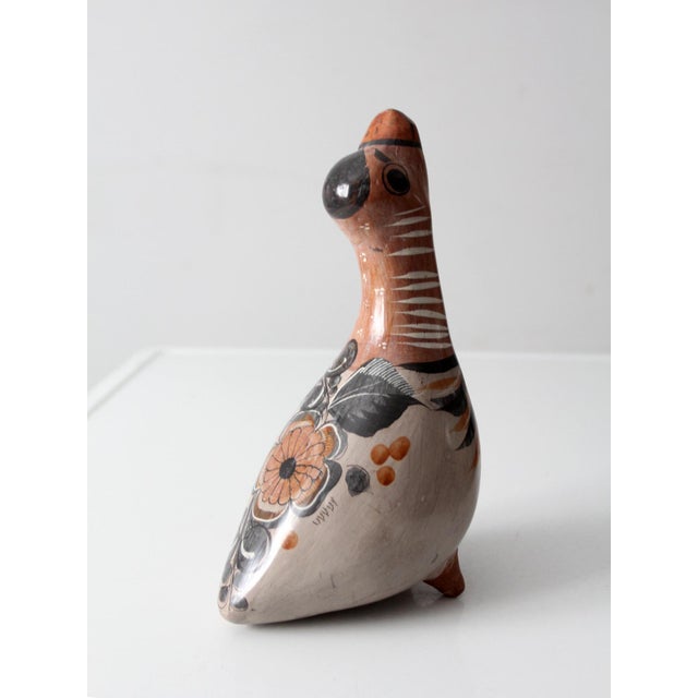 Beige Vintage Tonalá Hand-Painted Mexican Folk Art Bird Pottery For Sale - Image 8 of 11