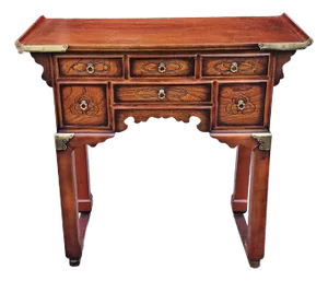 South East Asian Elmwood Six-Drawer Altar / Console Table