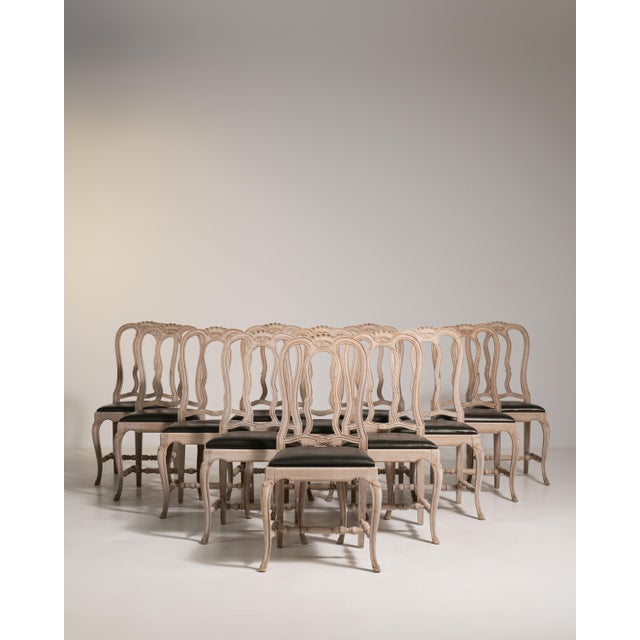 Mid 20th Century Set of Twelve Louis XV Dining Chairs with Upholstered Leather Seats For Sale - Image 18 of 18