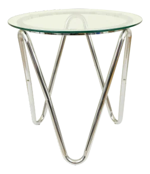 20th Century Sculptural Chrome Steel Tubing and Glass Side/Accent Table