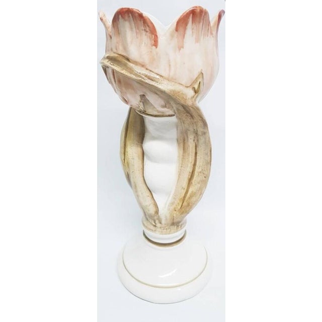 Large Hand Glazed Flower Vase by Capodimonte For Sale - Image 12 of 14