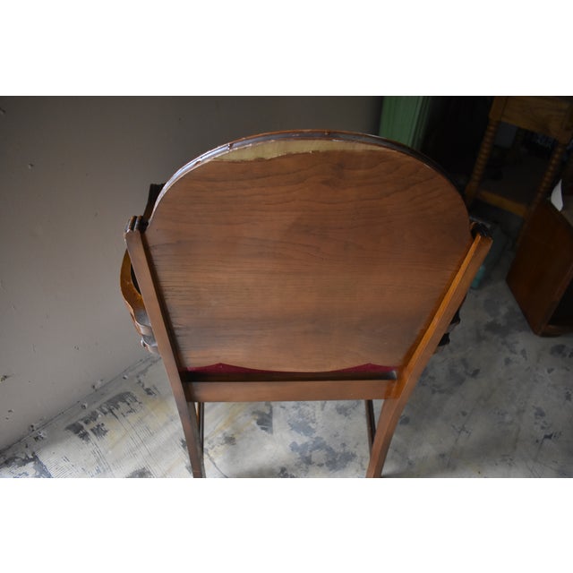 Red Art Deco Bedroom Vanity Upholstered Arm Chair by Bassett Furniture Co For Sale - Image 12 of 13