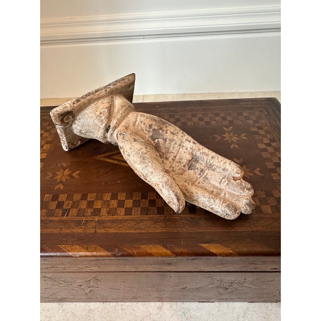 Mid 20th Century Vintage French Rustic Painted Cast Iron Hand Sculpture for Wall For Sale - Image 5 of 13