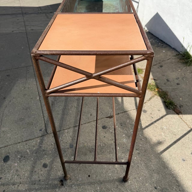 Vintage Iron + Copper Planter Console by Charleston Forge For Sale - Image 10 of 11