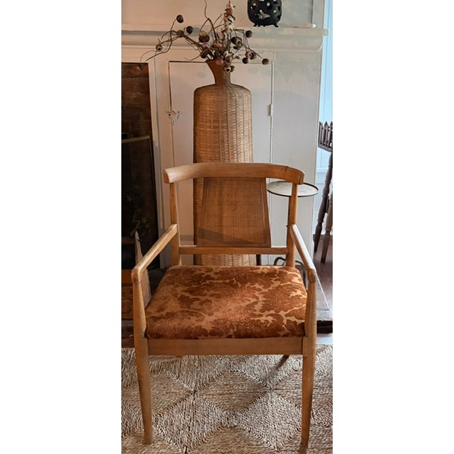Mid-Century Modern Mid Century American of Martinsville Curved and Caned Back Arm Chair, Signed For Sale - Image 3 of 10