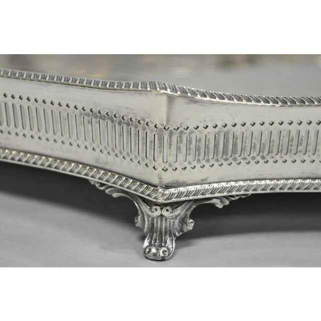 Vintage William Adams Sheffield England Edwardian Silver Plated Scalloped Tray For Sale - Image 14 of 16