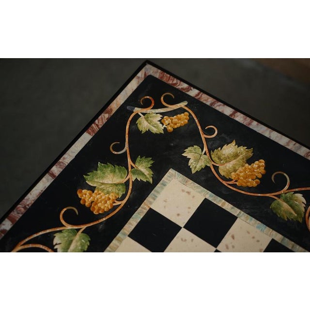 Large Antique Pietra Dura Marble Inlaid Chessboard Table with Cherrywood Base, 1880 For Sale - Image 16 of 18