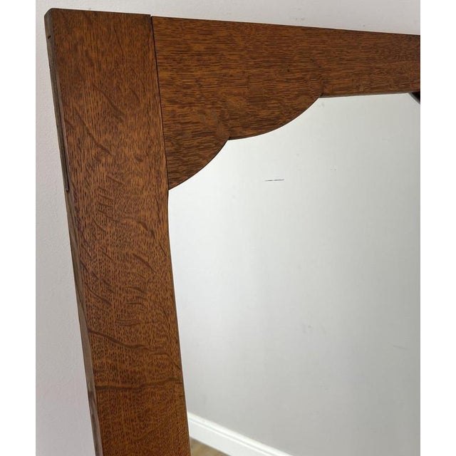 Antique French Mirror with Oak Frame For Sale - Image 3 of 10
