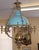 Late 19th Century Brass Kerosene Oil Chandelier With Blue Shade For Sale - Image 4 of 12