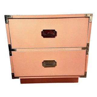 Dixie Furniture Pink Campaign Campaigner Nightstand or Side Table C. 1970s For Sale
