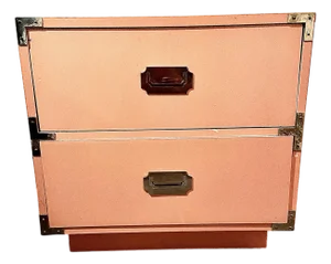 Dixie Furniture Pink Campaign Campaigner Nightstand or Side Table C. 1970s