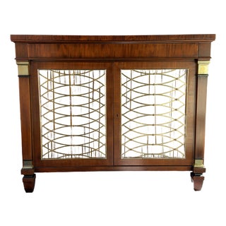 Late 20th Century Kittinger Traditional Mahogany Credenza With Brass Grille Doors For Sale