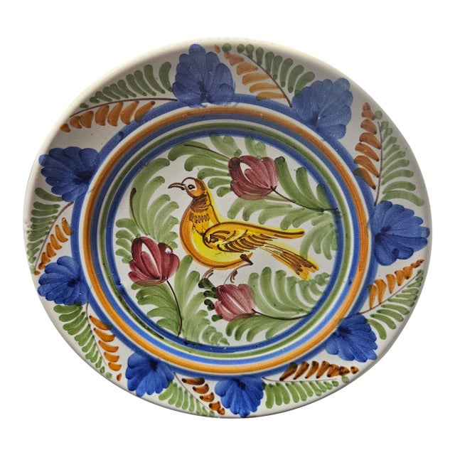 Vintage French Provincial Faience Plate, Signed "Bm For Sale