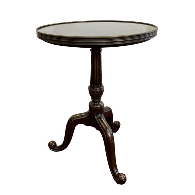 Modern Set of Three Regency-Style Cast Iron Pedestal Tables With Black Stone Tops For Sale - Image 3 of 15