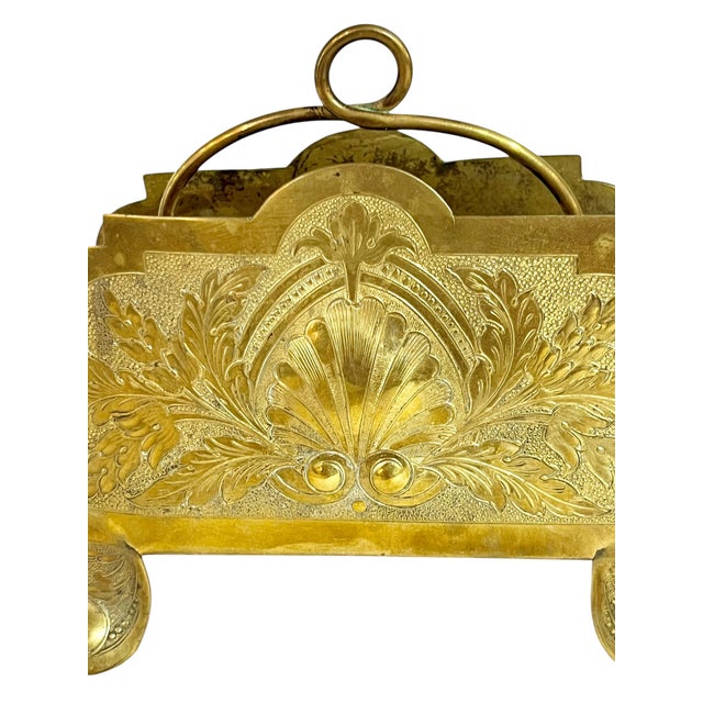 Antique French Brass Shell Engraved Letter or Mail Stand For Sale - Image 4 of 10