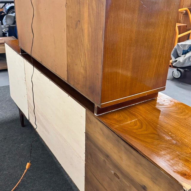 MCM Walnut & Mother of Pearl Sideboard With Bar Cabinet For Sale - Image 14 of 18