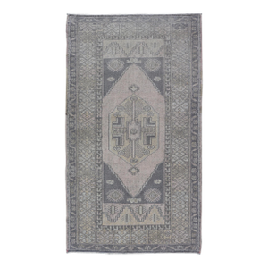 Turkish Vintage Oushak Rug in Muted Taupe, Gray, Cream, and Blush 3'4 X 5'11
