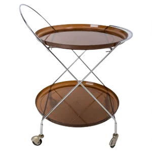 Foldable Smoked Acrylic Glass and Chrome Table Drinks Trolley, 1977
