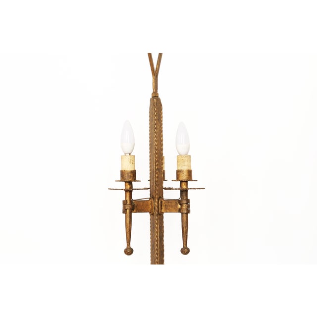 Mid-20th Century Golden Wrought Iron Tripod Table Lamps by Ferro Art, Set of 2 For Sale - Image 11 of 16
