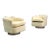 Mid-Century Modern Milo Baughman Style Swivel Chairs, Chrome Base, Cream Velvet For Sale