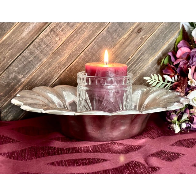 Sterling Silver Bowl Vintage Centerpiece Fruit Bowl Etched For Sale - Image 4 of 11