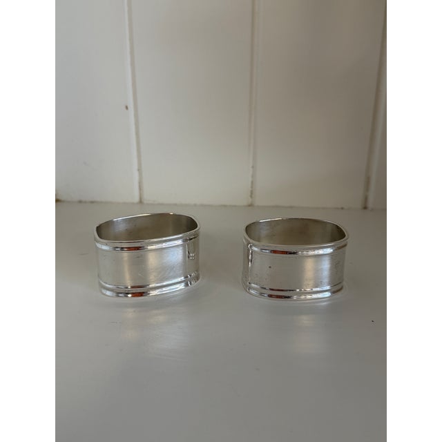 Metal Vintage Art Deco French Silverplate “Madame & Monsieur” Napkin Rings, Pair For Sale - Image 7 of 9
