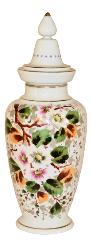 19th C Opaline Glass Lidded Urn