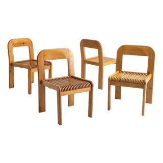 Italian Post Modern Wood Slat Dining Chairs, a Set of 4 For Sale