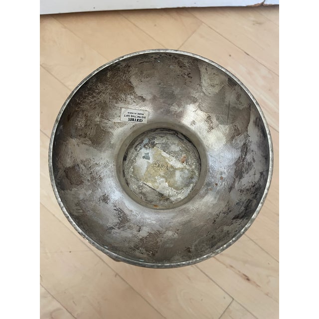 Metal Vintage Sliver Tone Distressed Urn Champagne Bucket Ice Bucket For Sale - Image 7 of 10
