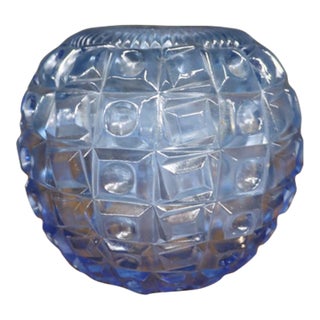 Czech Libochovice Blue Glass Ball Vase For Sale