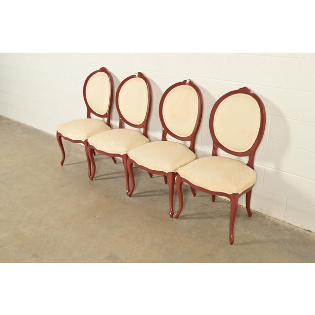 Karges Furniture Karges Style French Provincial Louis XV Brown Lacquered Dining Chairs, Set of Four For Sale - Image 4 of 12