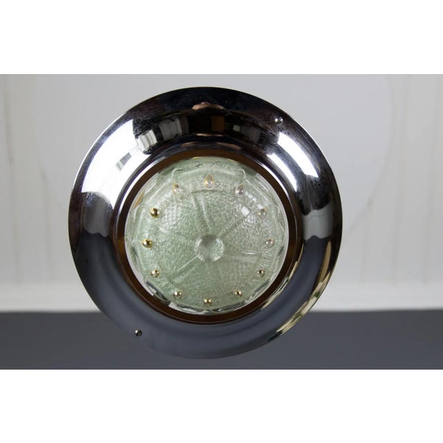 Metal Art Deco French Chromed Brass and Glass Chandelier, 1930s For Sale - Image 7 of 16