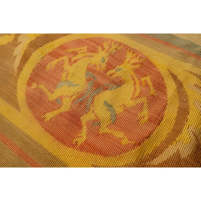 Mid 19th Century 1840s Antique Gold European Aubusson Flatweave Wool Square Rug For Sale - Image 5 of 9