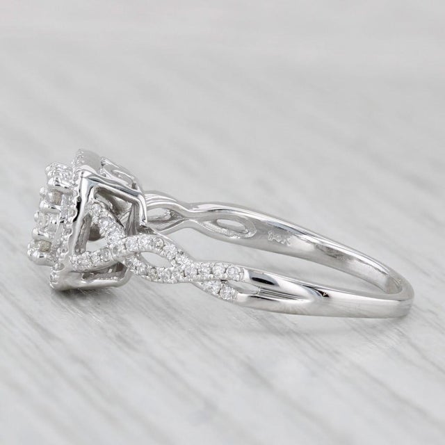 0.57ctw Round Diamond Halo Engagement Ring 14k White Gold Size 10 For Sale In Greensboro - Image 6 of 9