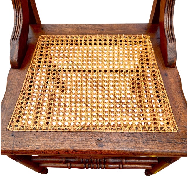Antique Eastlake Victorian Walnut Dining Side Hall Accent Chair W Cane Seat For Sale - Image 16 of 16
