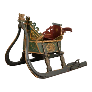 Green Painted Sleigh With Brass Bells, Sweden Circa 1890