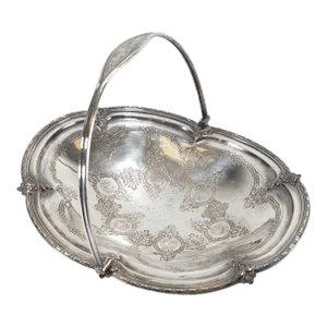 19th Century English Sheffield Silverplate Bride or Cake Basket With Engraving