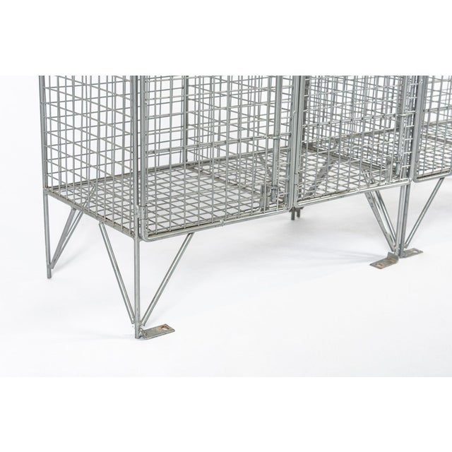 Pair British Industrial Metal Wire Mesh Locker Sets, Made in the Uk For Sale - Image 9 of 12