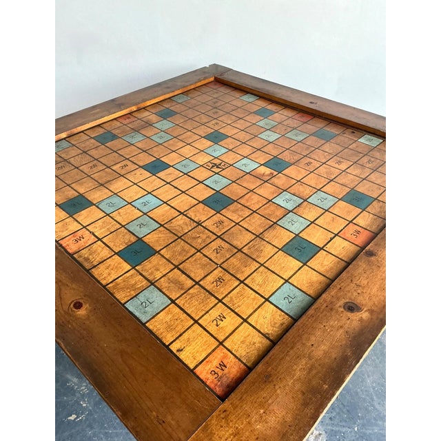 Brown Vintage Monumental Wood Scrabble Board Game Table For Sale - Image 8 of 17