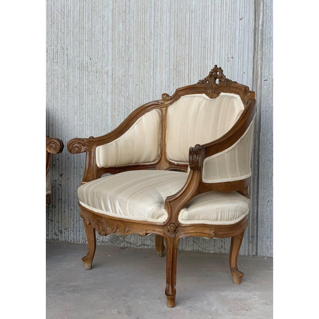 Late 19th Century Pair of Italian Rococó Louis XV Fauteuils or Slipper Chairs For Sale In Miami - Image 6 of 18
