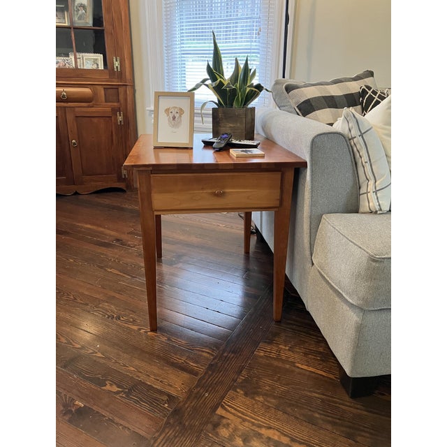 Bring a touch of classic New England craftsmanship into your home with this vintage Hitchcock solid rock maple wood side...