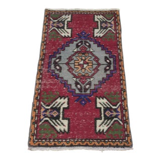 1970s Turkish Vintage Oushak Doormat Rug For Sale