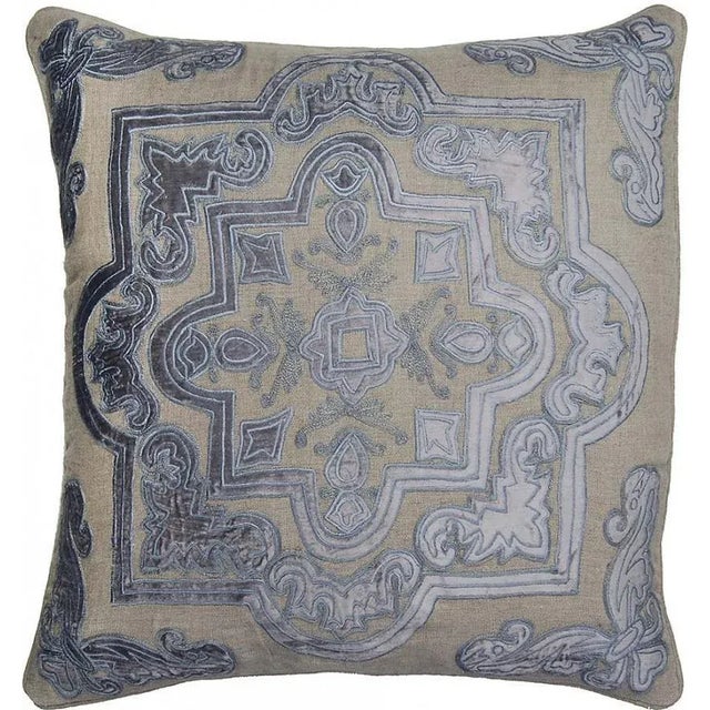 French Provence Home Linen & Velvet 22"x22" Throw Pillow For Sale - Image 3 of 3